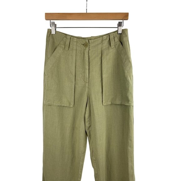 J.Crew Womens Linen Blend Utility Pants Size 2 Khaki Green New With Tags - Picture 3 of 5